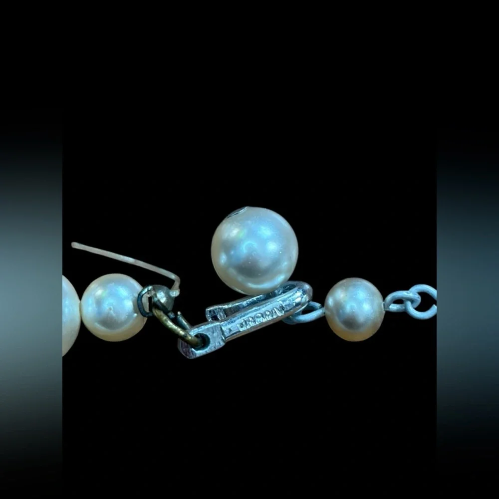 Vintage White Bead Faux Pearl Knotted Choker Necklace Made in Japan